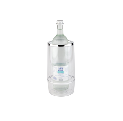 Flaschenkühler Ø12cm transparent mit Chromrand